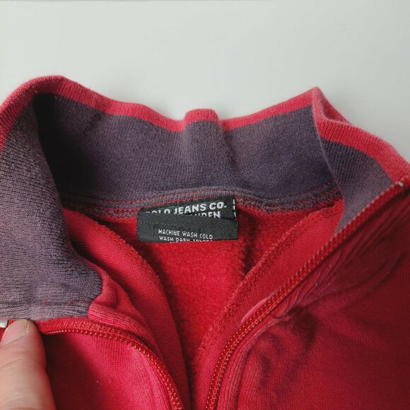 Vtg Polo Jeans Co Red Sweatshirt Men's M/L 1/4 Zip Pullover Sweatshirt Big Logo - Picture 8 of 9